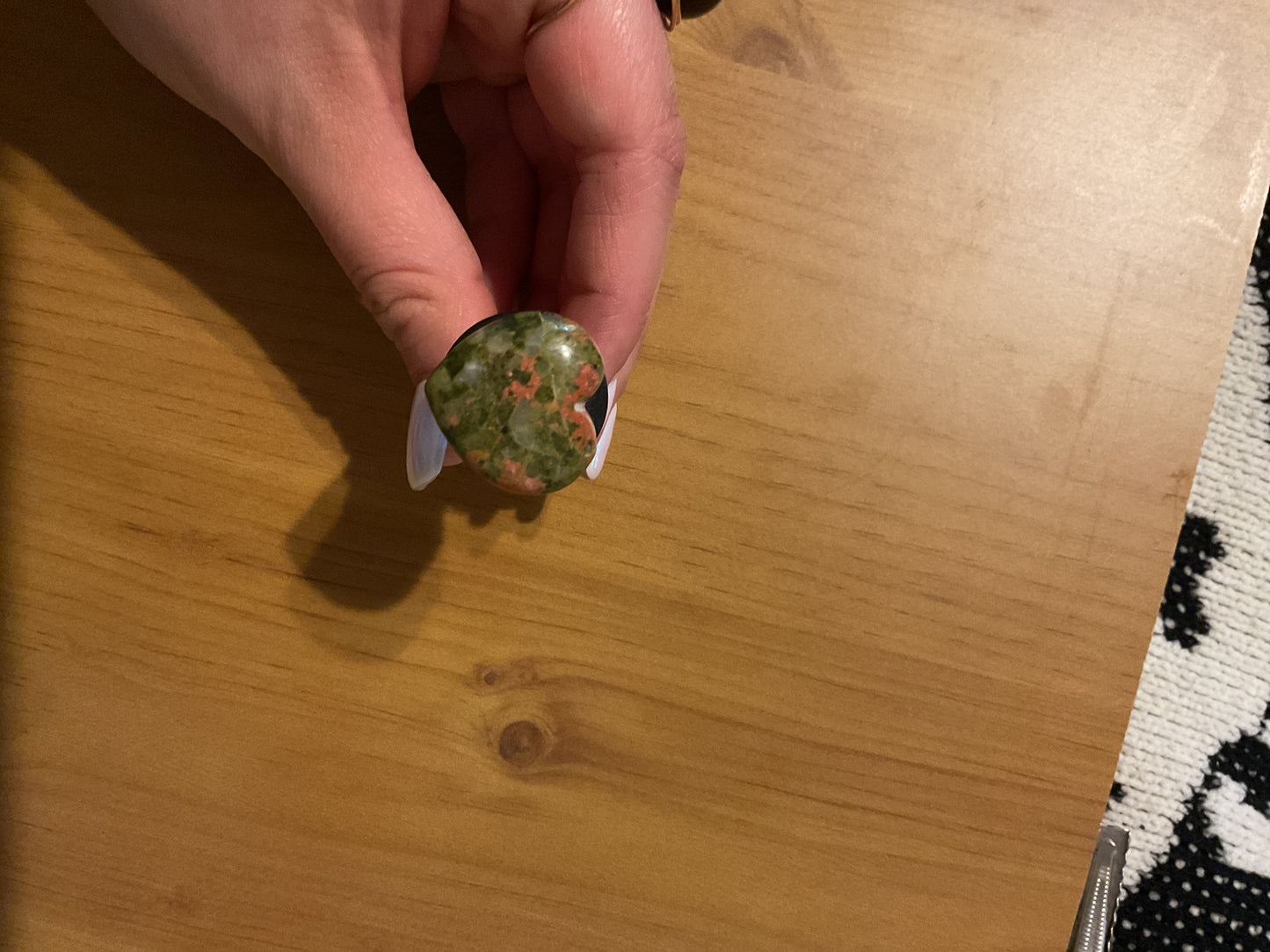 Handmade unakite heart car vent clip