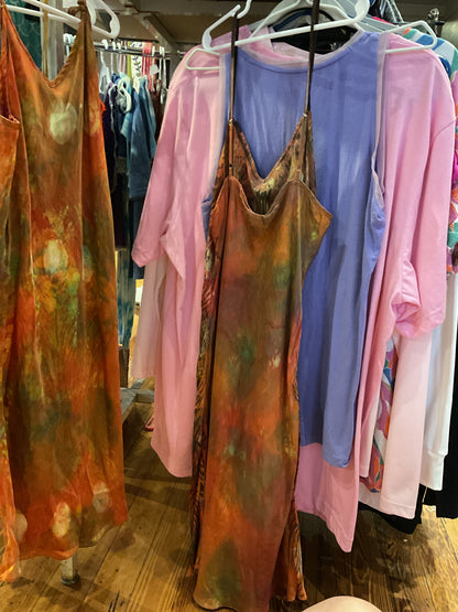 Catmaid multicolor tie dye silk dress short