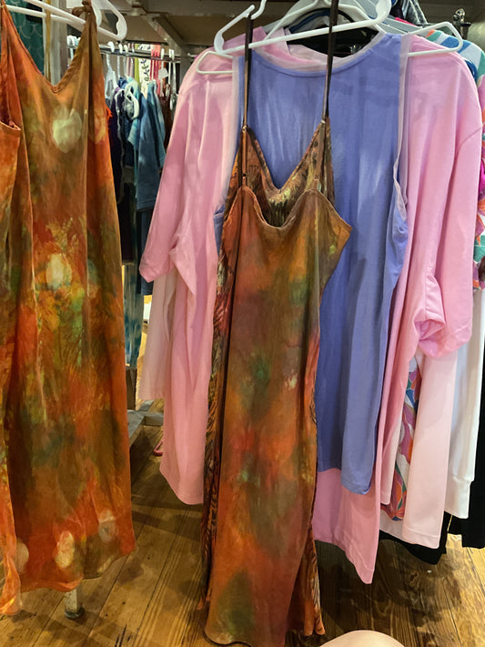 Catmaid multicolor tie dye silk dress short