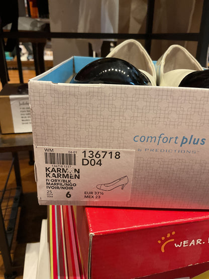 Comfort plus black and white heels size 6