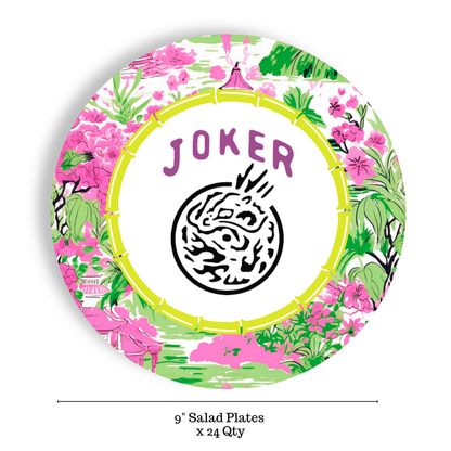 Fabuplates - Mahjong 24ct 9" Paper Plates– Salad/Dinner Separates