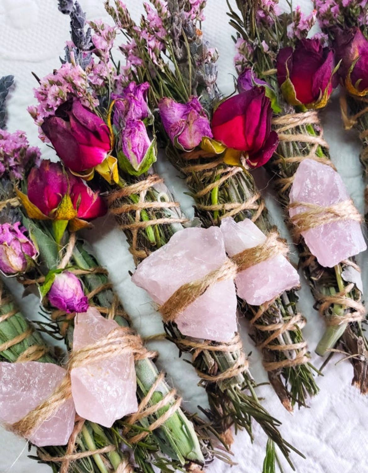 CharlieHaze - Rose Quartz, Rosemary, Sage, and Lavender Smudge Stick