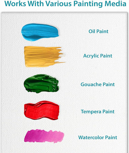 Keff Creations - 12 Pack Canvases for Painting - 11x14 Panels Set Boards