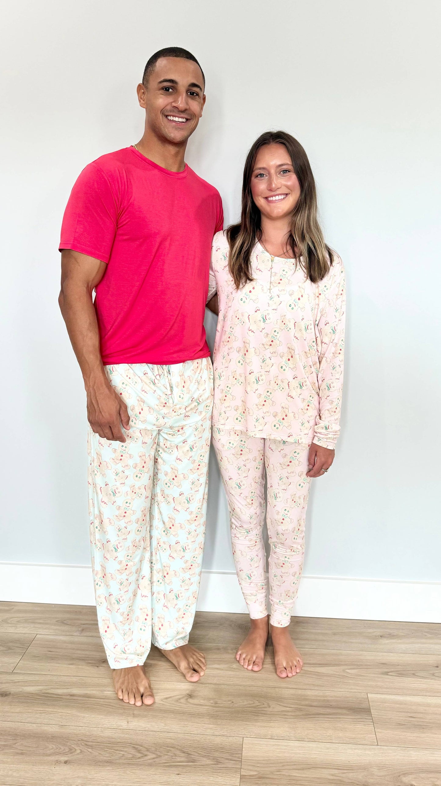 Sweet Bay Clothing - Blue Gingerbread Men's Two Piece Pajama Set