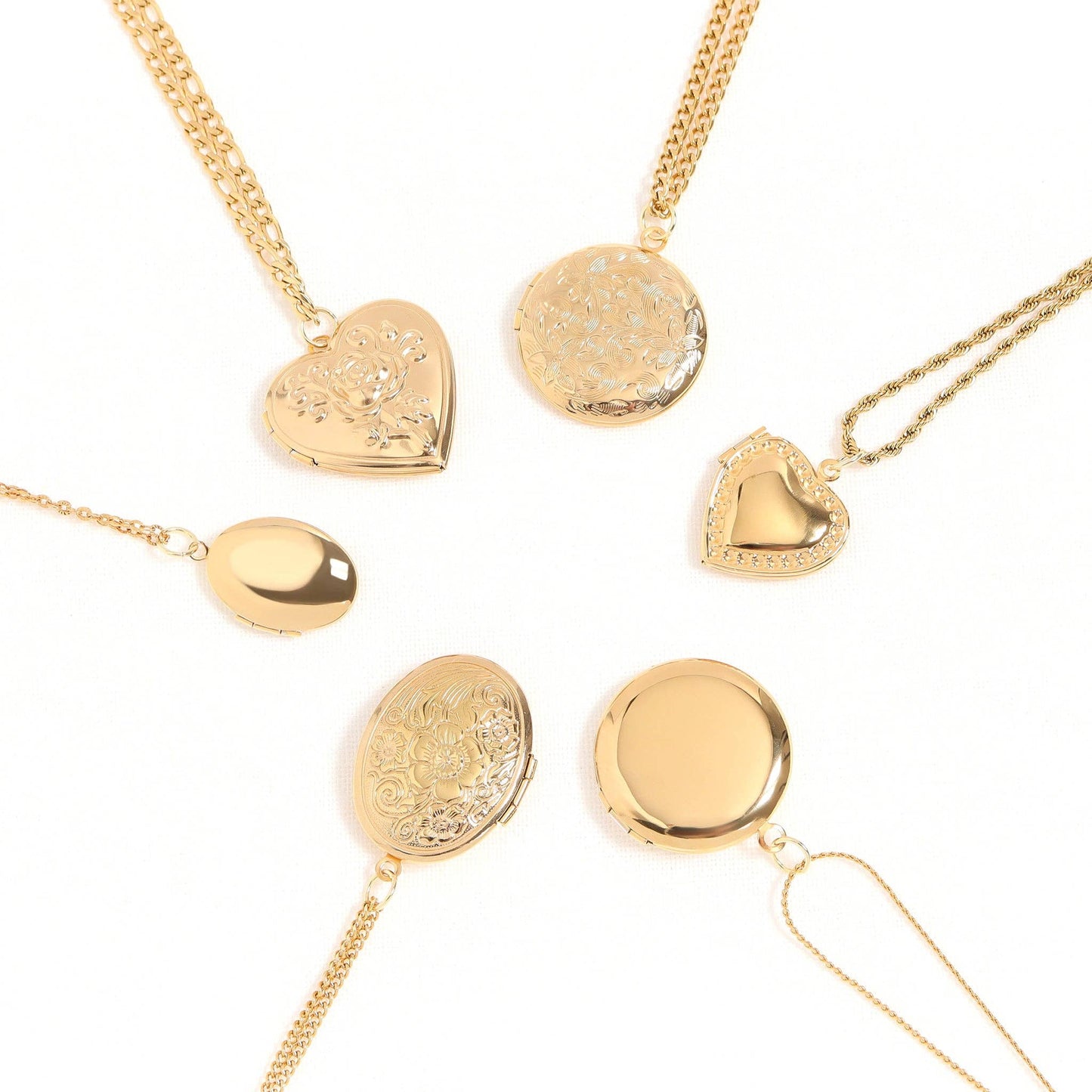 WJW - 18K Gold PVD Stainless Steel Heart Locket with Stones