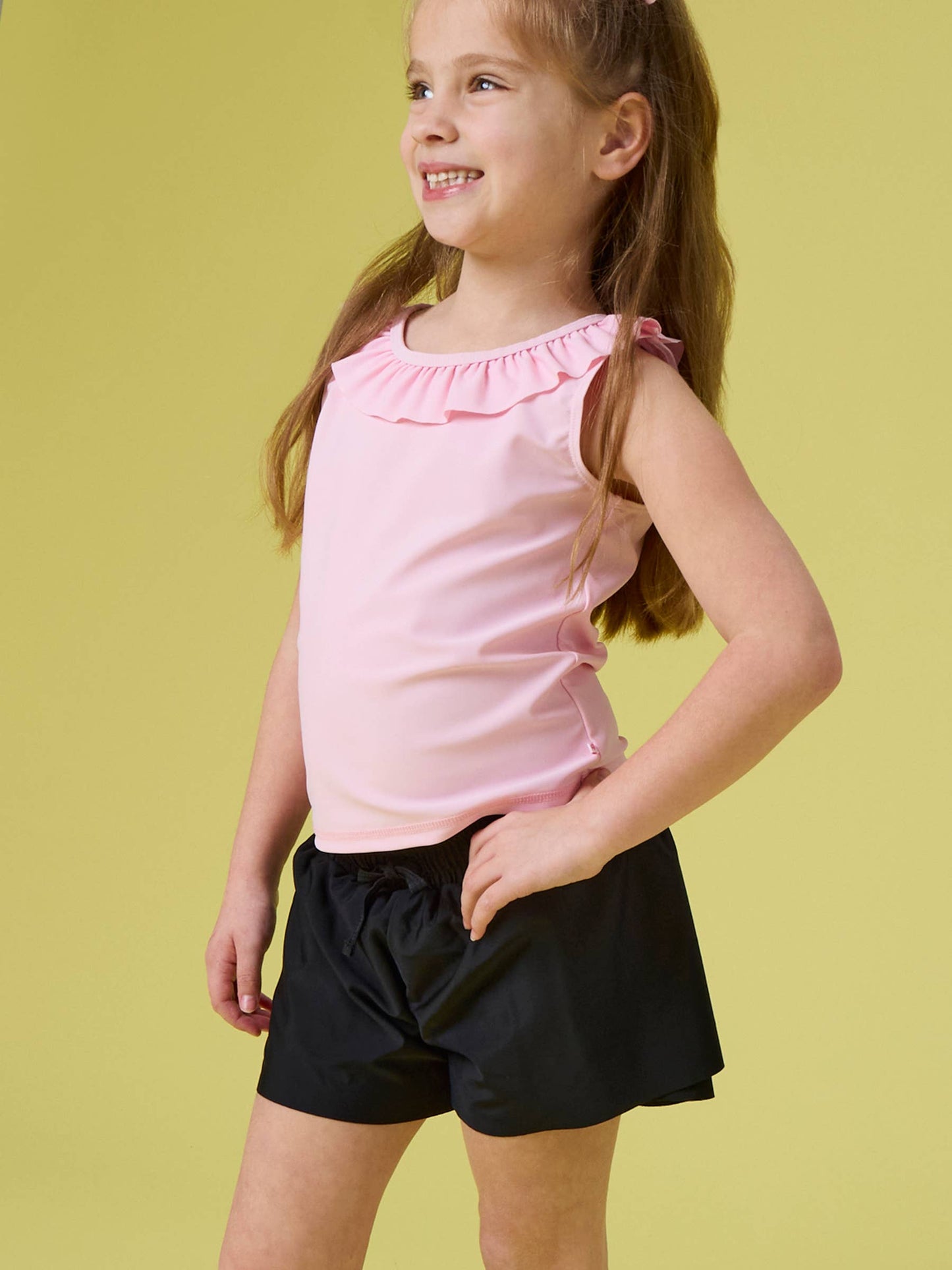 RuffleButts + RuggedButts - Girls Black Active Butterfly Shorts