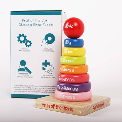 Swanson Christian Products - Wooden Puzzle - Stacking Rings - Fruit of the Spirit