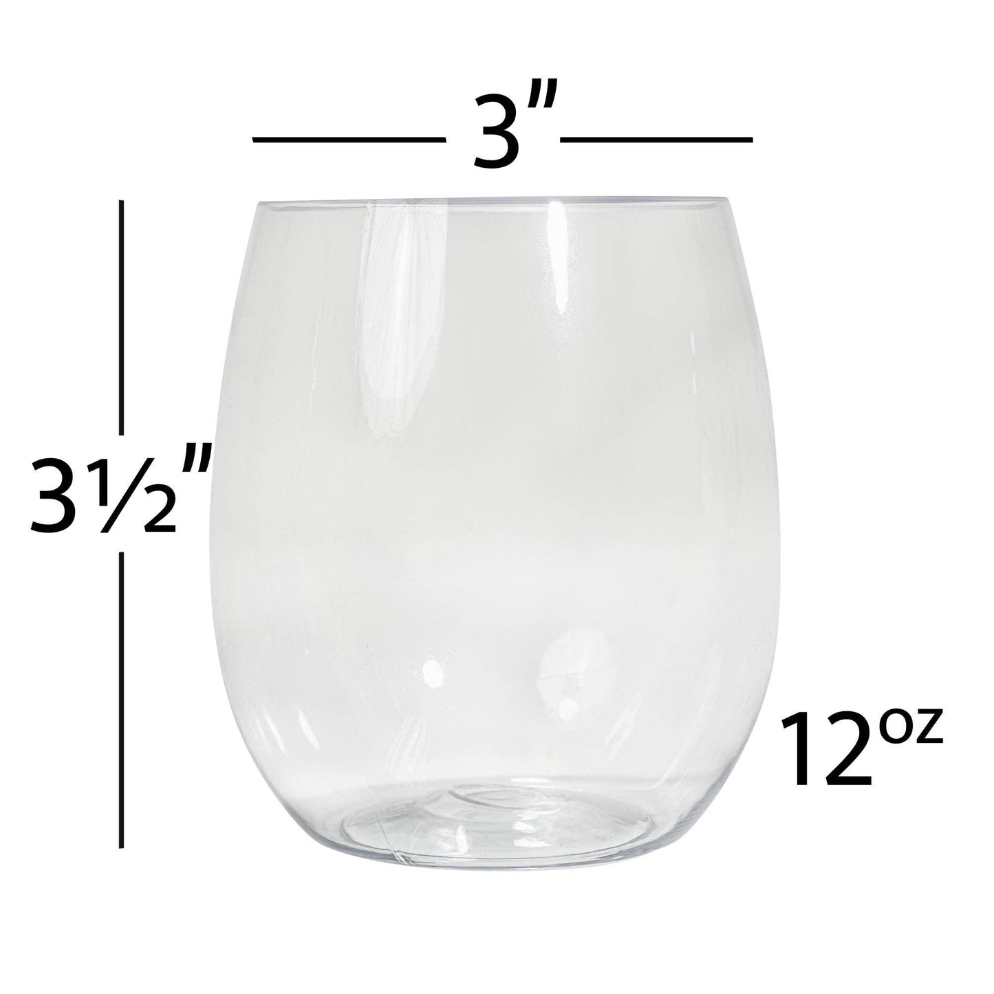 Portofino International Trading, USA - Plastic Stemless Wine Glass 12oz