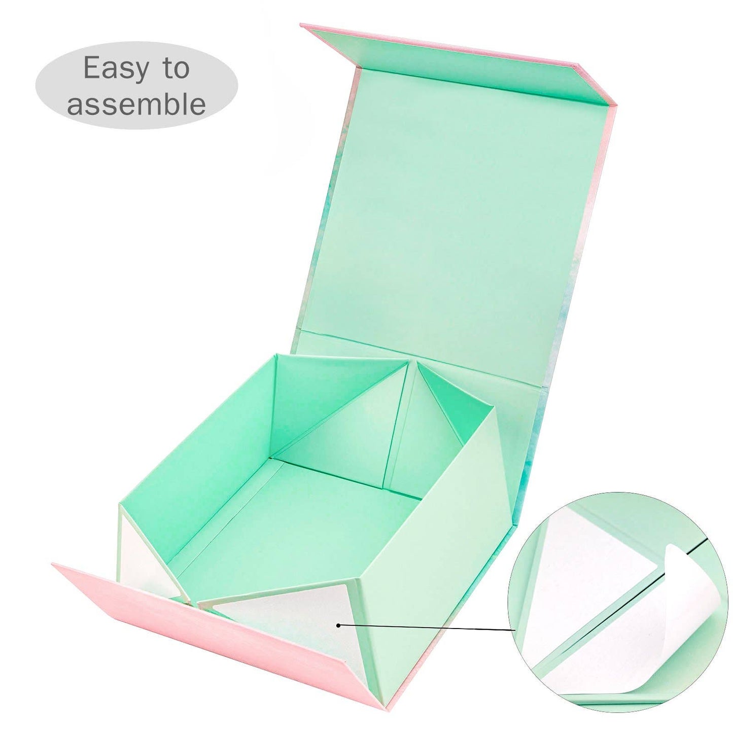 LA Ribbons Wholesale - 8" x 8" x 4" Collapsable Gift Box w/ 2-pcs White Tissue Paper & Magnetic Square Flap Lid | Gradient Color