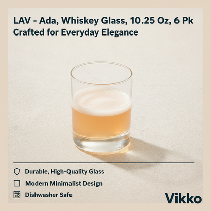 Kadra Kitchenware - LAV - Ada, Whiskey Glass, 10.25 Oz, 6 Pk