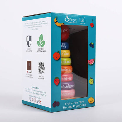 Swanson Christian Products - Wooden Puzzle - Stacking Rings - Fruit of the Spirit