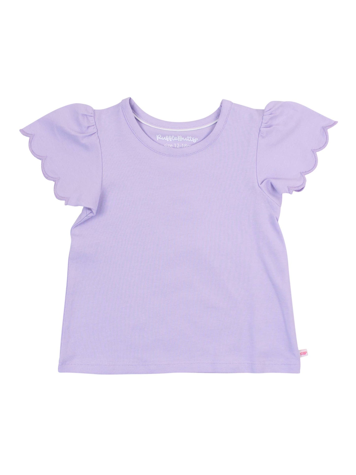 RuffleButts + RuggedButts - Girls Lavender Knit Short Sleeve Scallop Tee