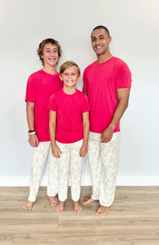 Sweet Bay Clothing - Blue Gingerbread Men's Two Piece Pajama Set