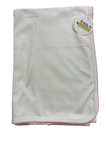 Zsa Zsa & LoLLi Monogram Blanks - Picot Trim/ Receiving Blanket Baby Gift, Embroidery, Mono