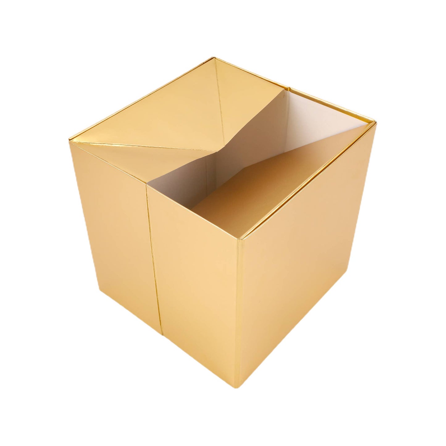 LA Ribbons Wholesale - 9"x 9"x 9" Collapsable Gift Box w/ Removable Lid | Matte Gold