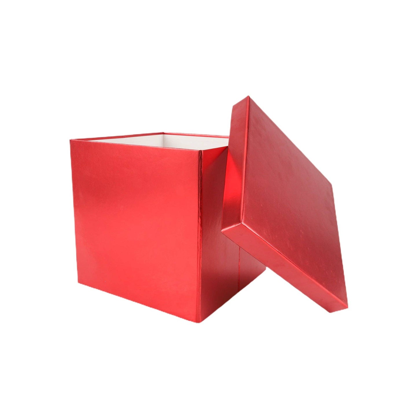 LA Ribbons Wholesale - 9"x 9"x 9" Collapsable Gift Box w/ Removable Lid | Matte Red