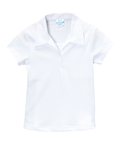 Unik - 3 Buttons Girls Uniform Polo Shirt  Size 5-18 White