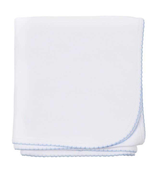 Zsa Zsa & LoLLi Monogram Blanks - Picot Trim/ Receiving Blanket Baby Gift, Embroidery, Mono