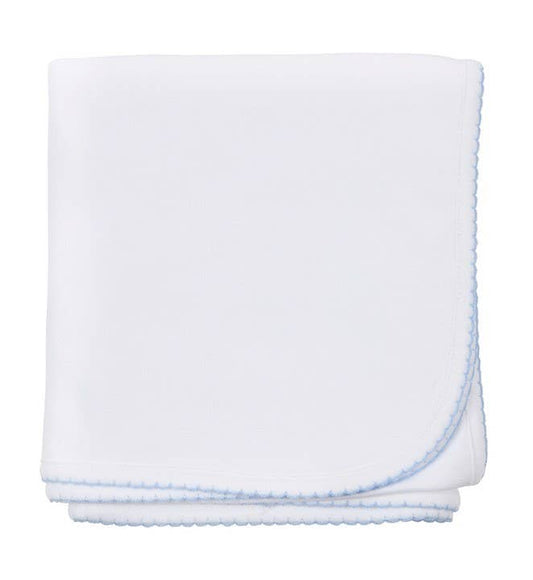 Zsa Zsa & LoLLi Monogram Blanks - Picot Trim/ Receiving Blanket Baby Gift, Embroidery, Mono