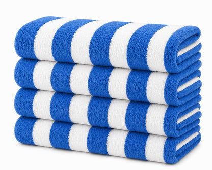 Infinite Basics - Cabana Beach Towels – Oversized 36" x 66" Striped Pool & Beach Towels, Soft Quick-Dry Cotton Blend Bath Towels for Beach, Pool, Vacation & Summer Travel