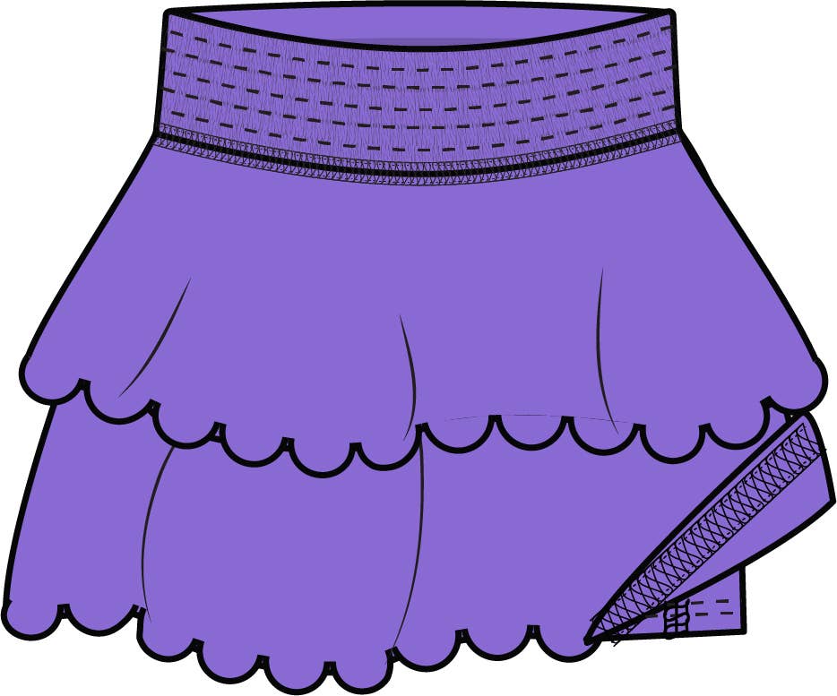 RuffleButts + RuggedButts - Girls Neon Purple Active Tiered Flare Skort