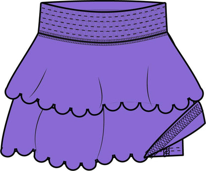 RuffleButts + RuggedButts - Girls Neon Purple Active Tiered Flare Skort