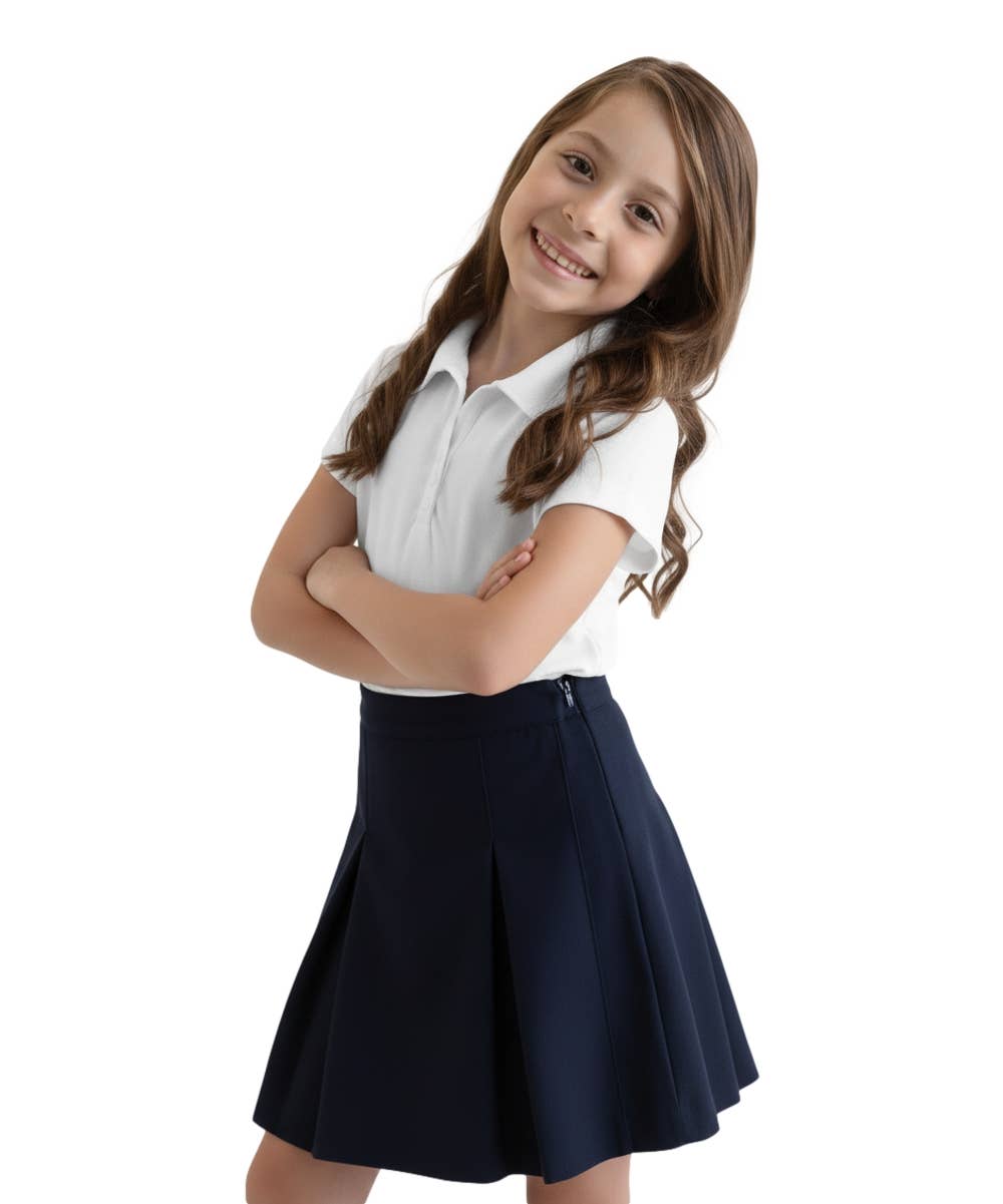 Unik - 3 Buttons Girls Uniform Polo Shirt  Size 5-18 White