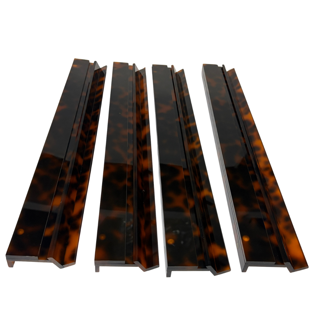 Mahjong Studios - Luxury Handmade Tortoise Shell Acrylic Mahjong Racks and Pushers Set of 4