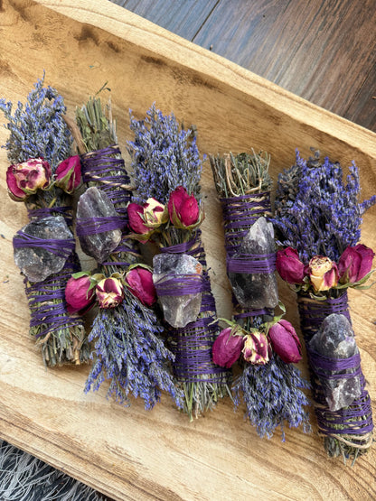 CharlieHaze - Amethyst, Sage, Rosemary, Lavender and Wild Flower Smudge