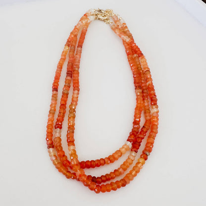 Anokhi Green | Handmade Gemstone Jewelry - Carnelian Necklace | Orange Ombre Beads | Gifts for Women
