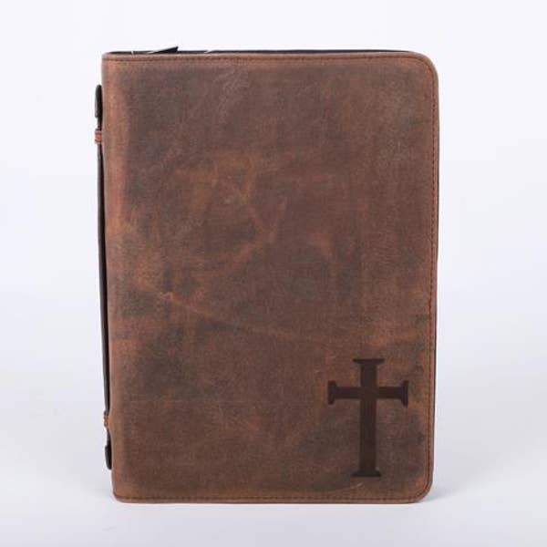 Swanson Christian Products - Bible Cover - Buffalo Leather - Cross - L