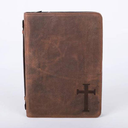 Swanson Christian Products - Bible Cover - Buffalo Leather - Cross - L