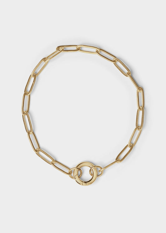 WJW - Stainless Steel Paperclip with Charm Keeper Chain Bracelet