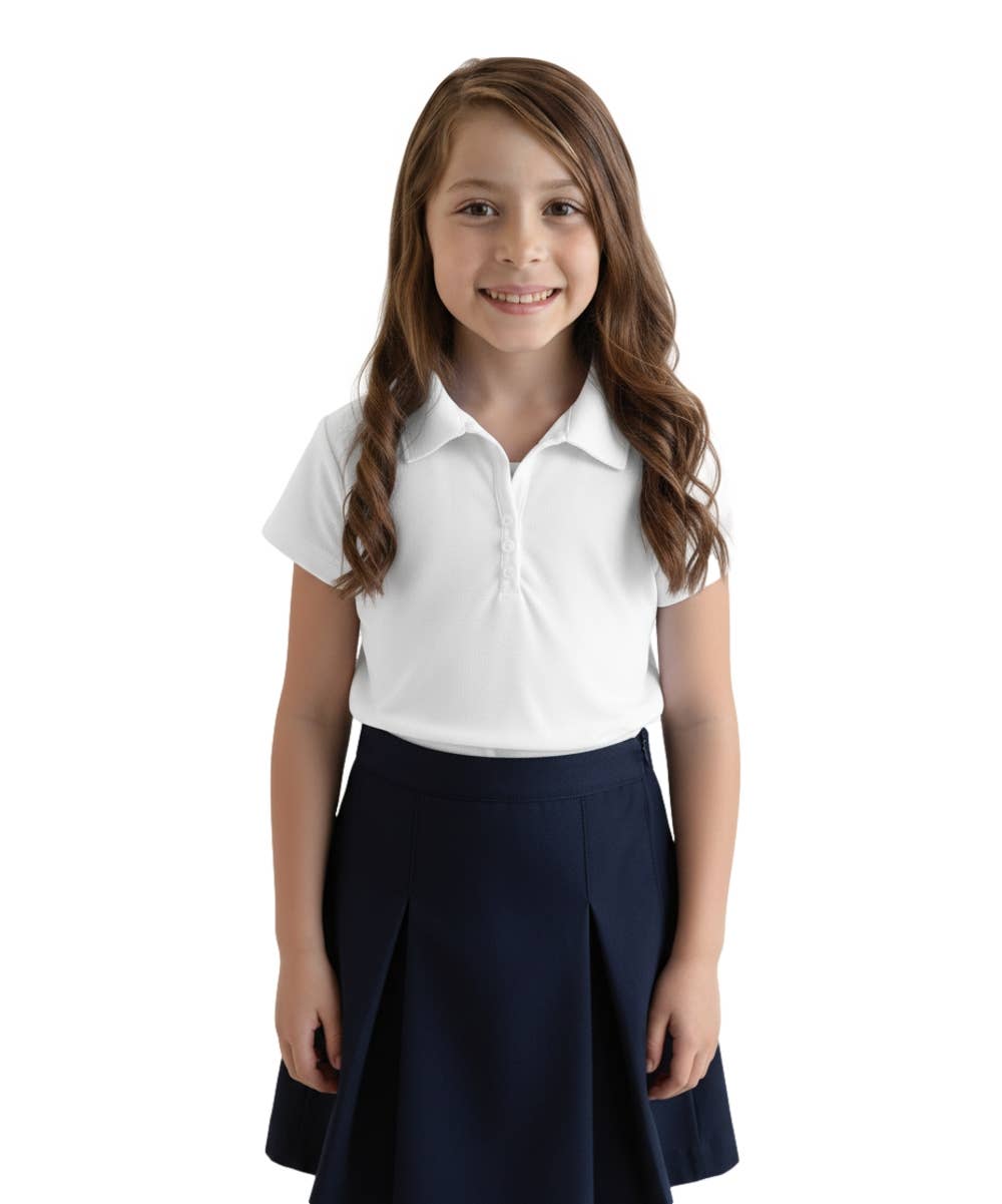 Unik - 3 Buttons Girls Uniform Polo Shirt  Size 5-18 White