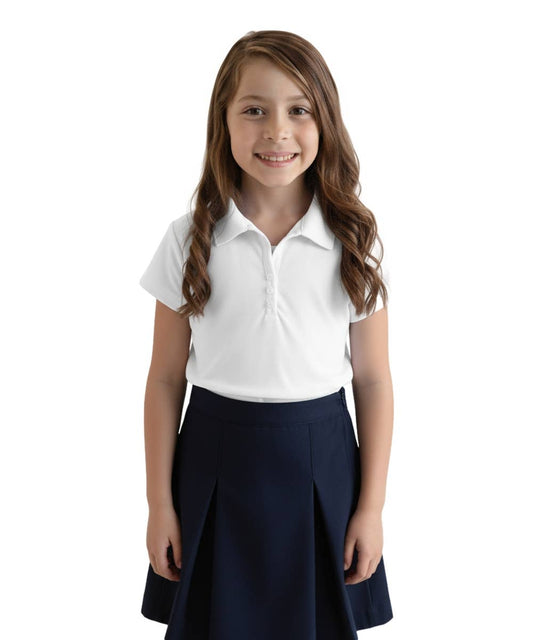 Unik - 3 Buttons Girls Uniform Polo Shirt  Size 5-18 White