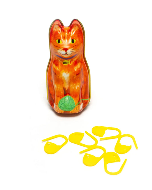 DEGEN - Orange Cat Tin - Stitch Markers