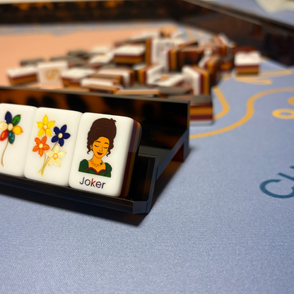 Mahjong Studios - Luxury Handmade Tortoise Shell Acrylic Mahjong Racks and Pushers Set of 4