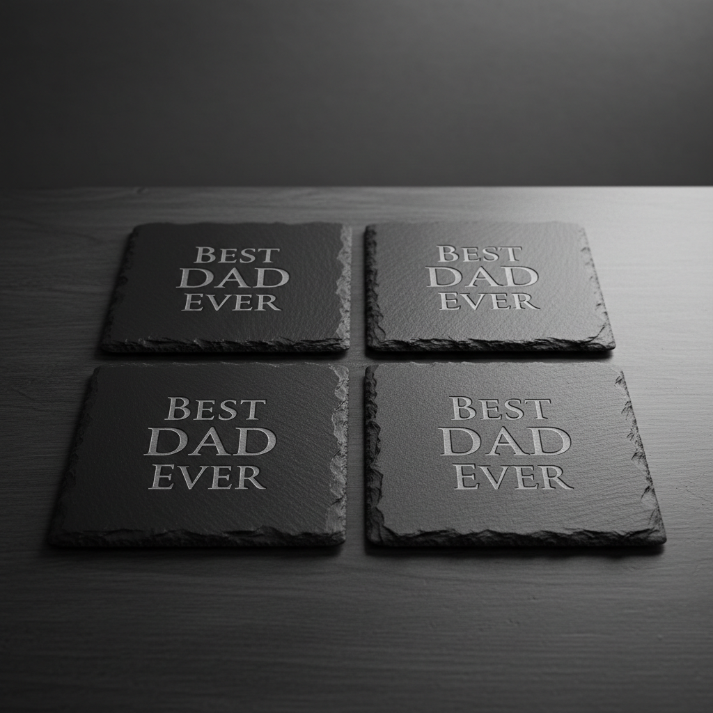 Custom Engraved Slate Coaster Set