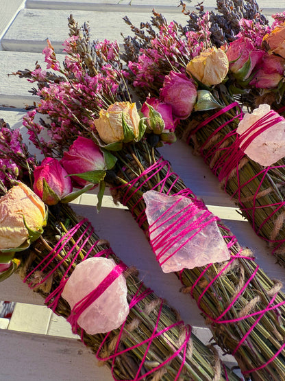 CharlieHaze - Rose Quartz, Rosemary, Sage, and Lavender Smudge Stick