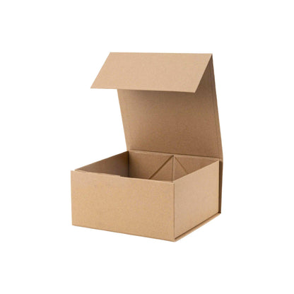 LA Ribbons Wholesale - 8" x 8" x 4" Collapsable Gift Box w/ Magnetic Square Flap Lid | Kraft