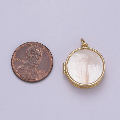 Aim Eternal - Pearl Locket Charm Necklace 14k Gold Filled Round Locket for Photo Necklace • Pearl Jewelry Supply W-192