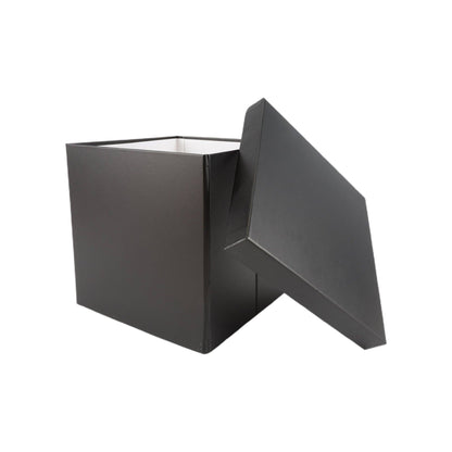 LA Ribbons Wholesale - 9"x 9"x 9" Collapsable Gift Box w/ Removable Lid | Matte Black
