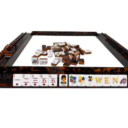 Mahjong Studios - Luxury Handmade Tortoise Shell Acrylic Mahjong Racks and Pushers Set of 4
