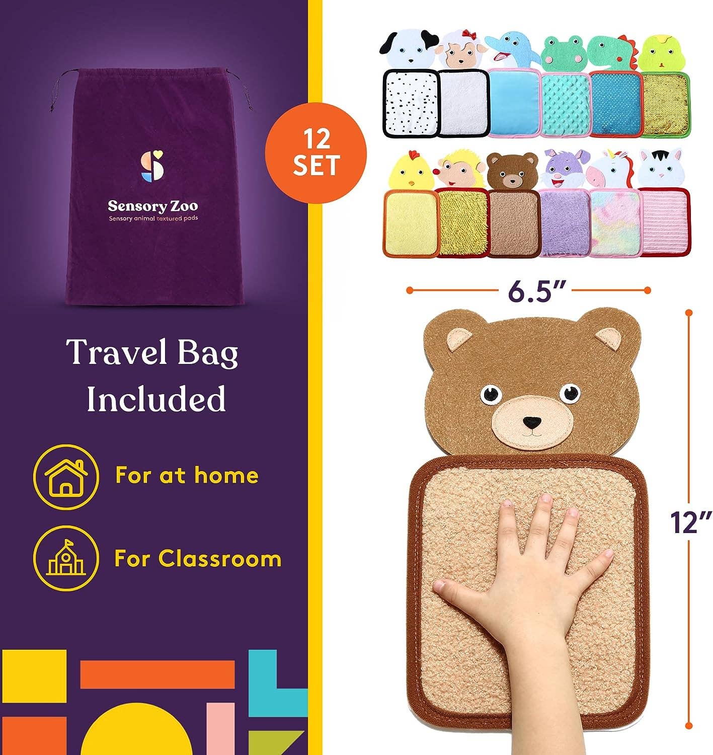 Special Supplies - Special Supplies Sensory Zoo Animal Mats, 10 Sets, Tactile Stimulation for Kids, Supports Autistic and Processing Challenges, Calming and Stimulating Early Learning Play