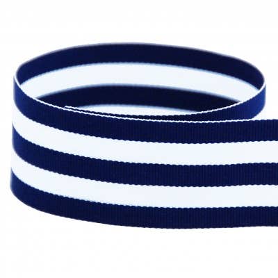 WH Hostess Social Stationery - Preppy Striped Grosgrain Ribbon | Navy Blue