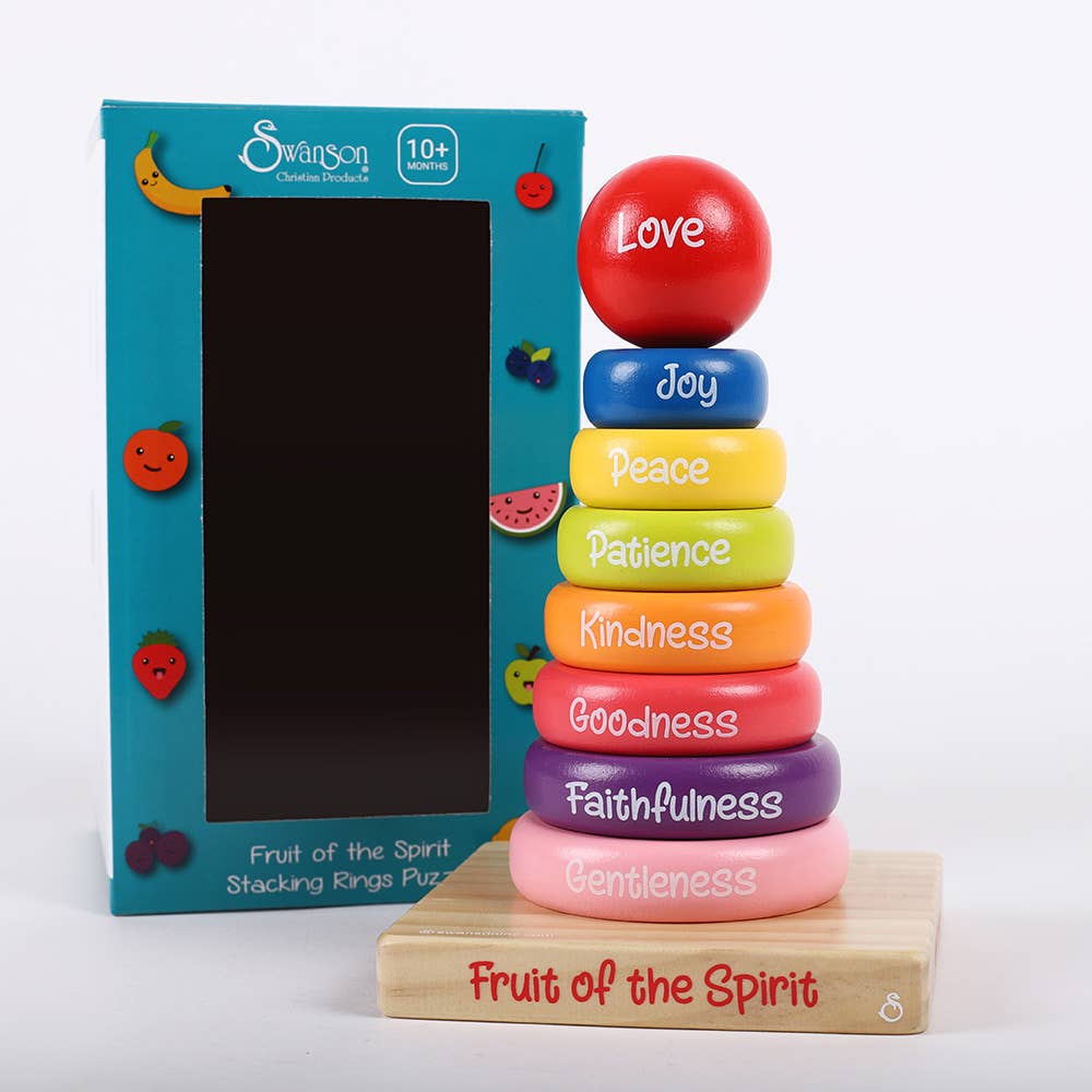 Swanson Christian Products - Wooden Puzzle - Stacking Rings - Fruit of the Spirit