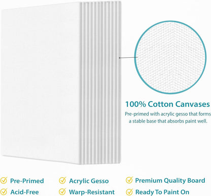 Keff Creations - 12 Pack Canvases for Painting - 11x14 Panels Set Boards