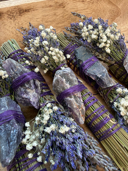 CharlieHaze - Amethyst, Lavender and Palo Santo Smudge Stick