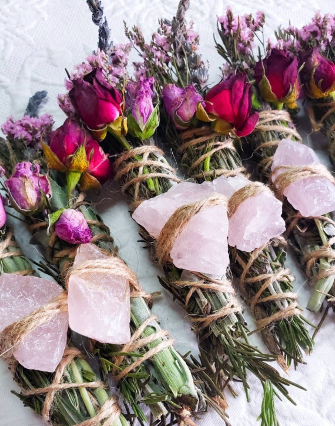 CharlieHaze - Rose Quartz, Rosemary, Sage, and Lavender Smudge Stick