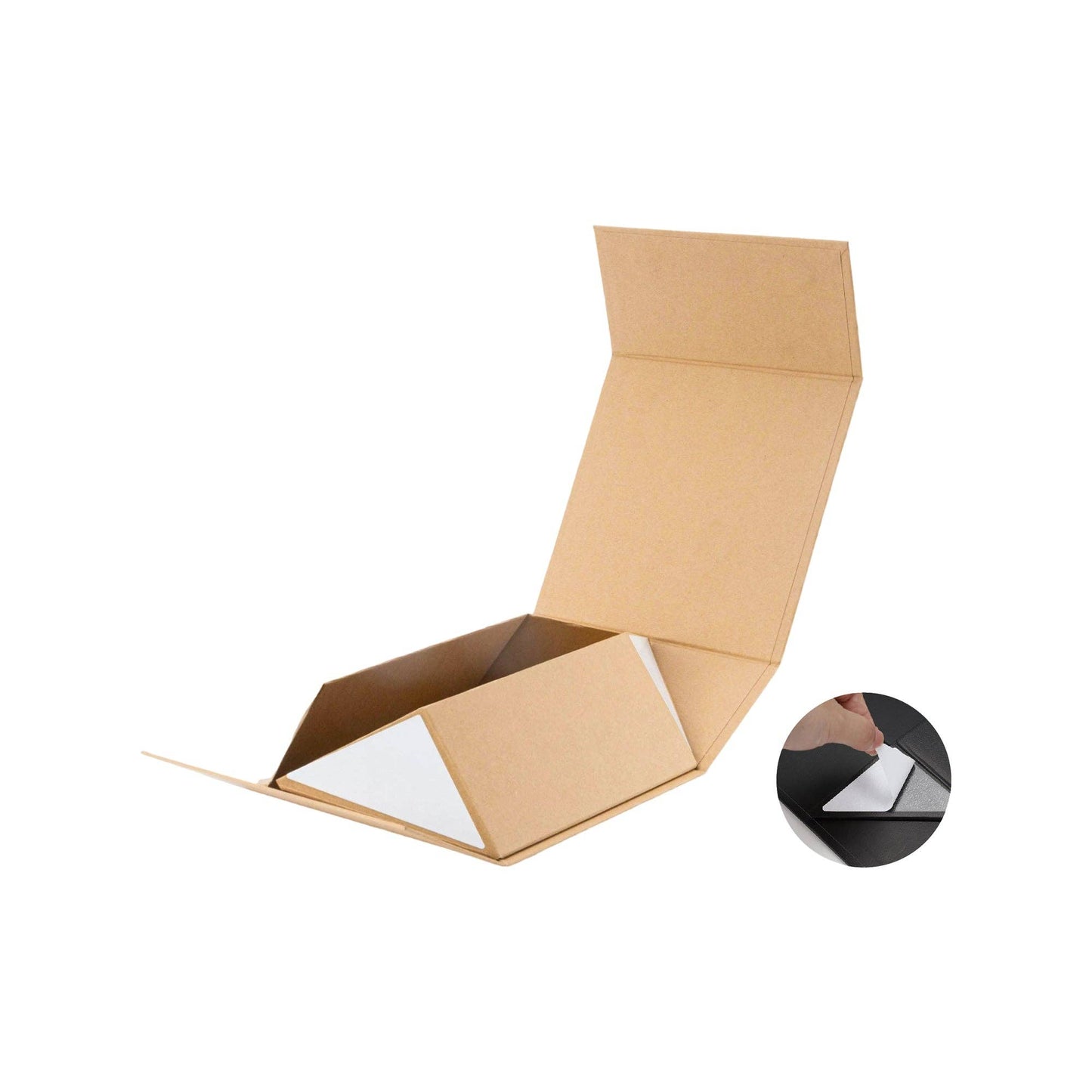 LA Ribbons Wholesale - 8" x 8" x 4" Collapsable Gift Box w/ Magnetic Square Flap Lid | Kraft